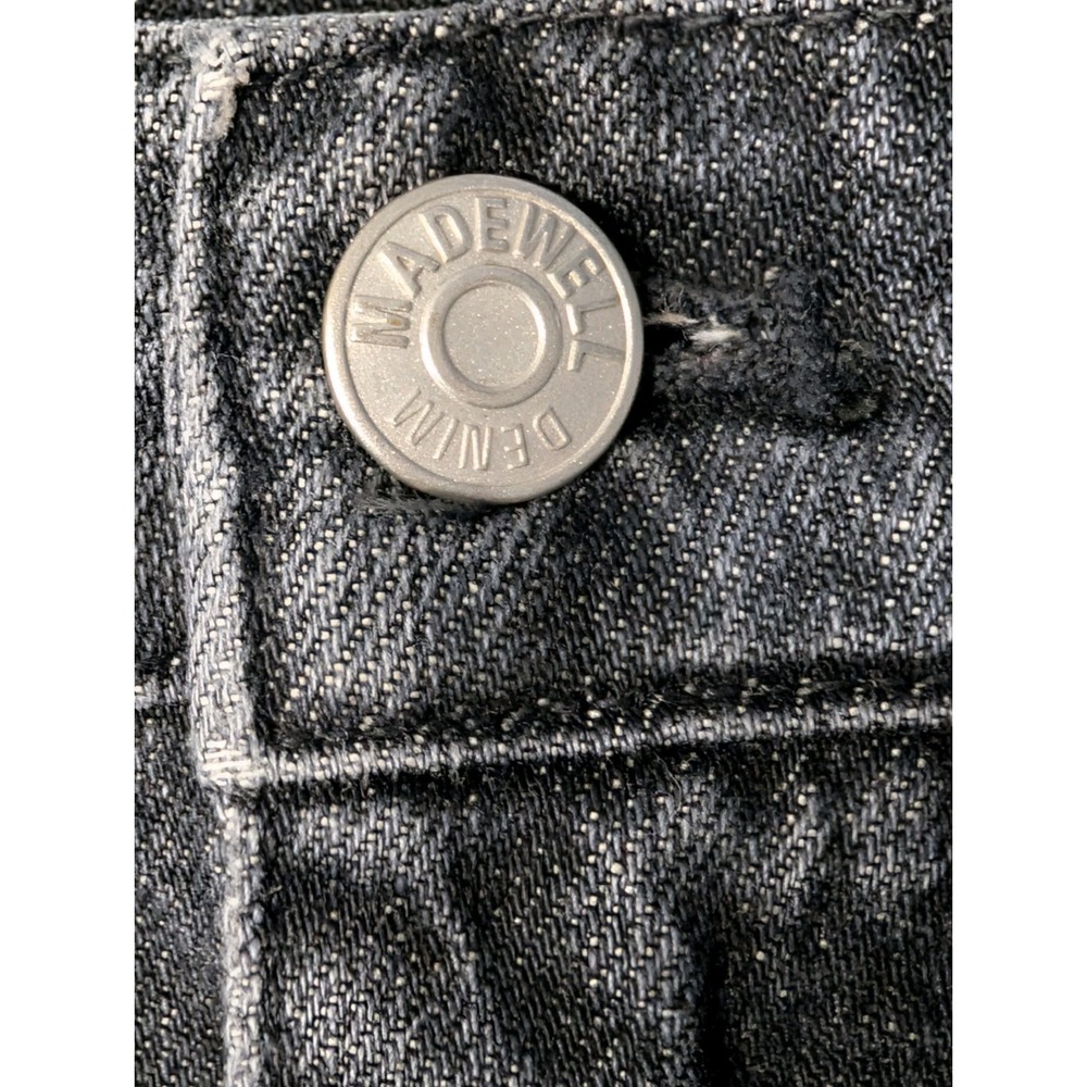 Madewell Black Denim Mini Skirt Womens 29 Raw Hem Jean Skirt Acid Wash Y2K - Picture 7 of 9